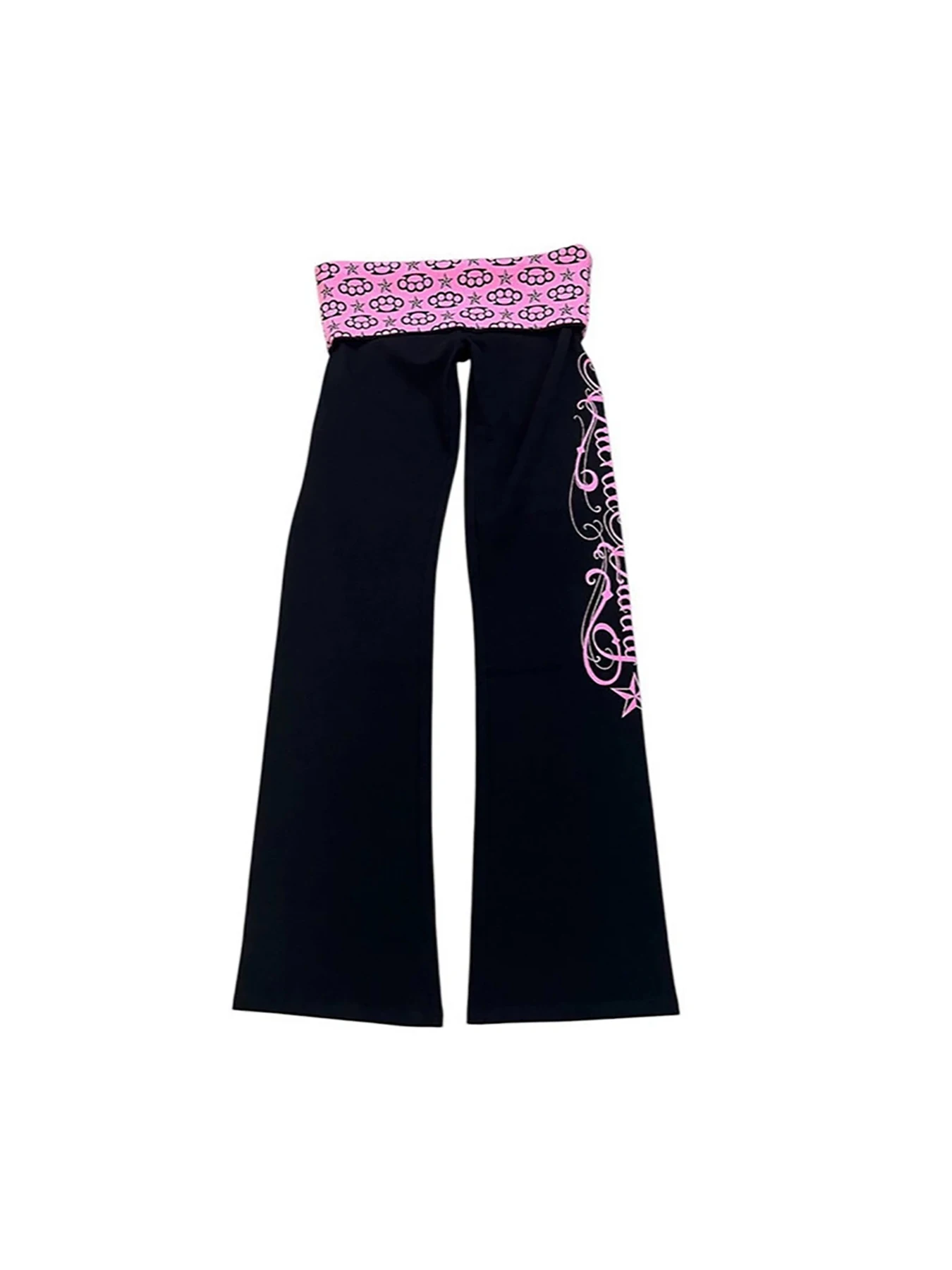 Autumn Women's Micro La Sports and Leisure High Street Style Letter Printed Splicing New Black Pants