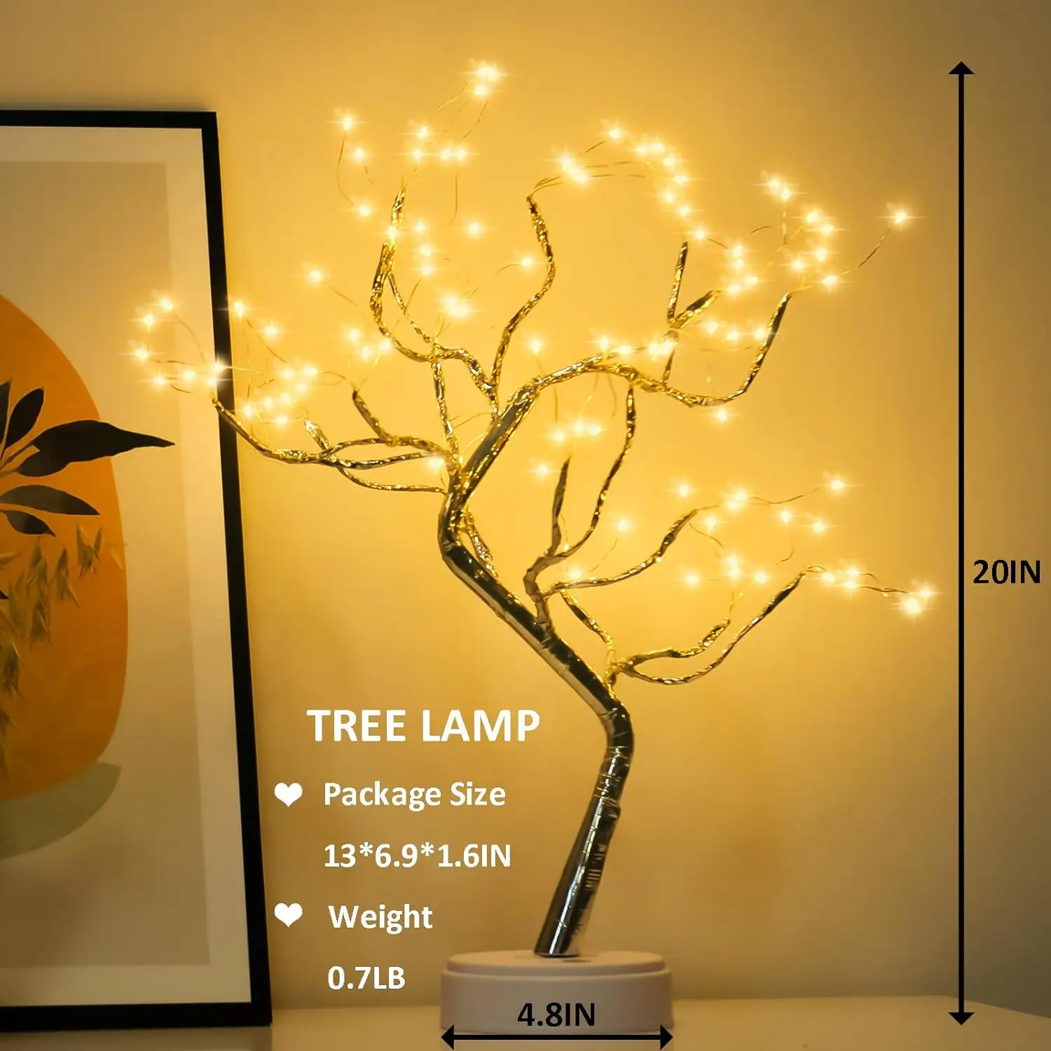 LED Tree Light Artificial Christmas Tree USB Table Light Adjustable Touch Switch DIY Elf Night Light Home Christmas Decoration