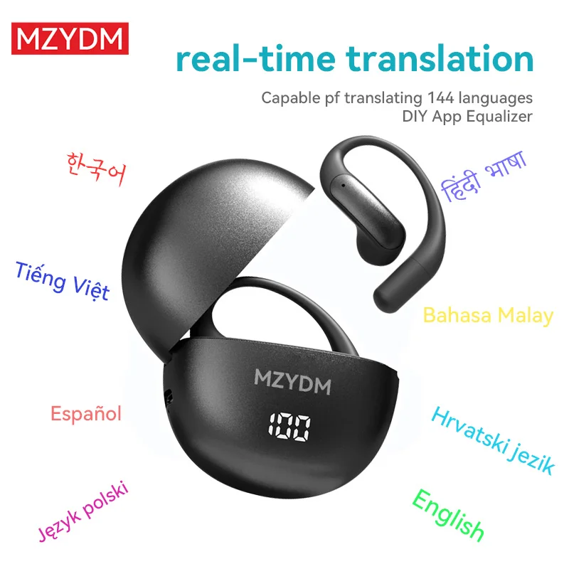 

AI Translator Earbuds M118 Wireless Bluetooth 5.4 Earphones Real Time Translation Earhook HiFi Sound Noise Reduction Headphones