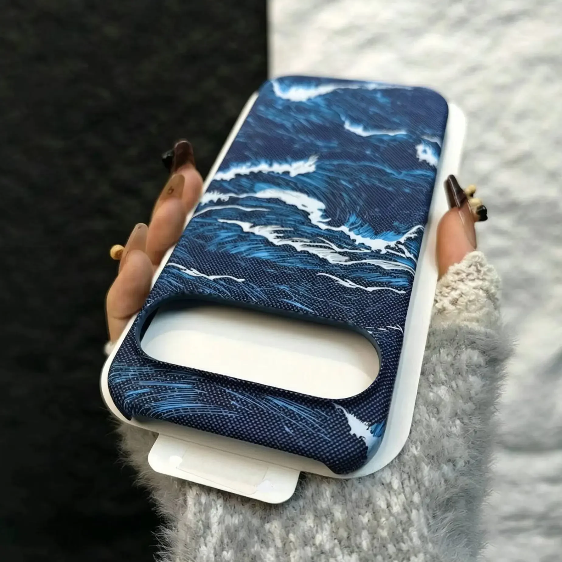 Funda magnética con textura de olas oceánicas y diseño sin marco, fabricada con Kevlar, para Google Pixel 11, 10, 9, 9A, 8, 7, 10A Pro XL, compatible con la carga MagSafe, cubierta rígida.
