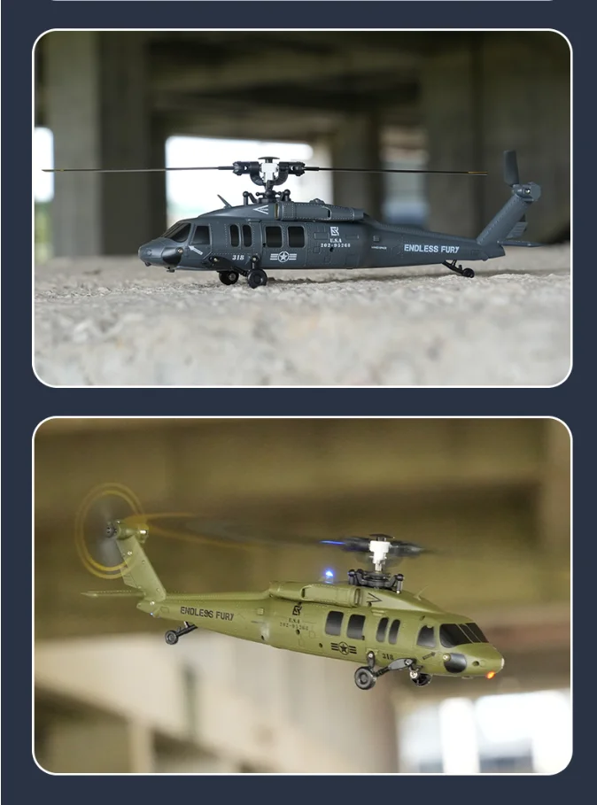 New Black EagleJjrc-U9901-Yw 2.4ghz Rc Six-Channel Simulation Helicopter (Fixed Height+Optical Flow)  Toys Gifts Rc Helicopter