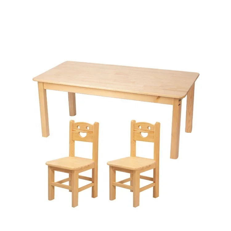 

hot sale cheap natural wooden kids table and chair set kindergarten furniture