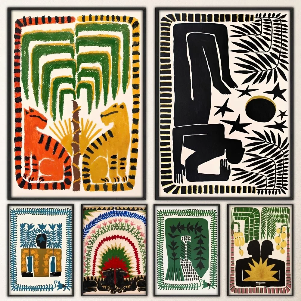 

Абстрактный классический аниме-постер «Древний Египет», настенная наклейка для гостиной, бара, винтажная декоративная картина в стиле середины века