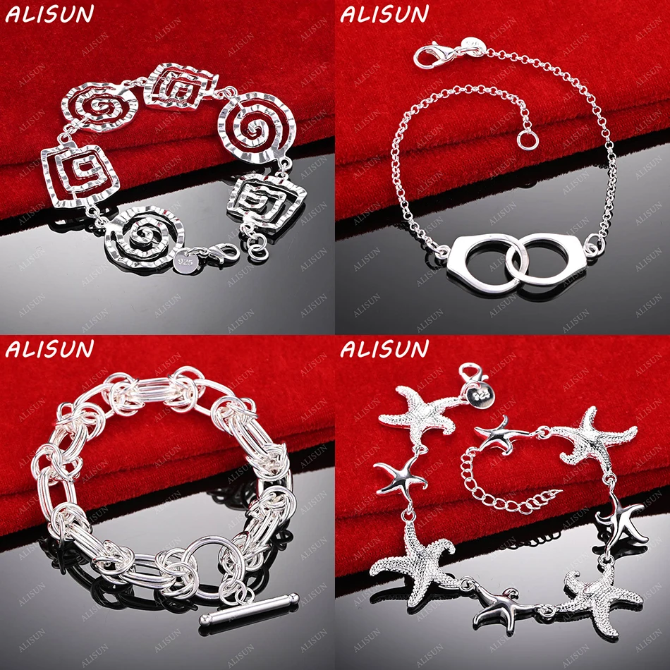 

ALISUN 925 Sterling Silver Design Geometric Bracelets For Women Men Charm Trend Birthday Gifts Fashion Party Fine Jewelry