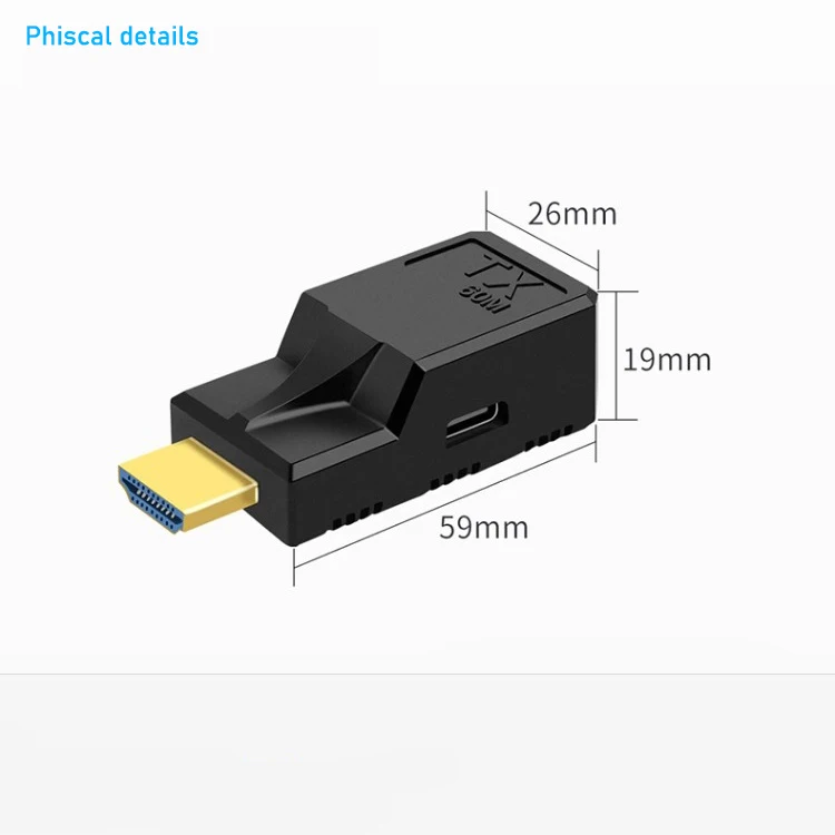 HDMI Extender 60M over Cat5e/6/7 cable 1080P HDMI to RJ45 converter Extender HDMI over Ethernet for PC laptop PS4 PS5 HDTV