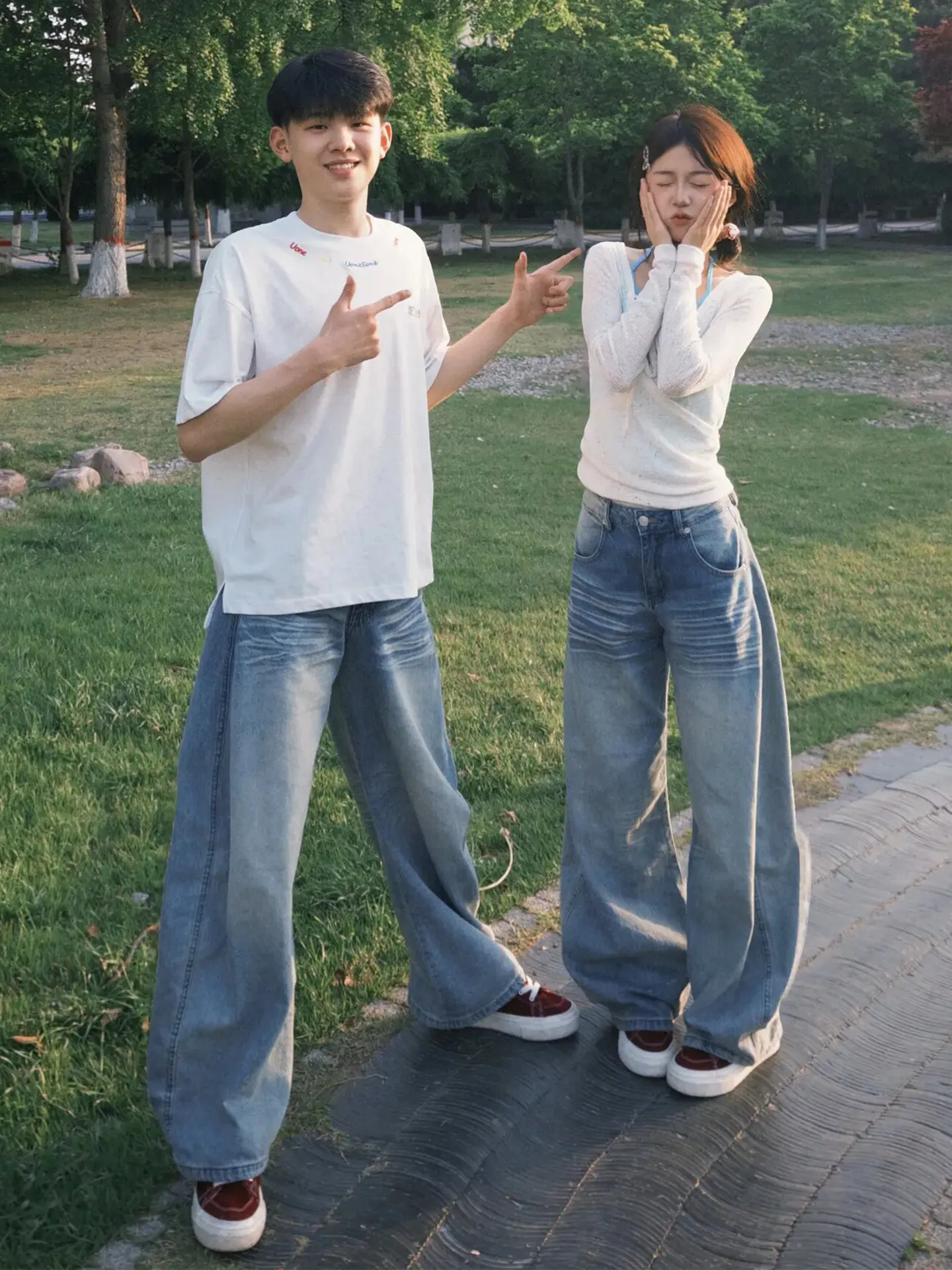 

American Washed Knife Jeans Loose Straight Leg Jeans Men's Women's Summer Slimming Trousers Floor Length Wide Leg Jeans