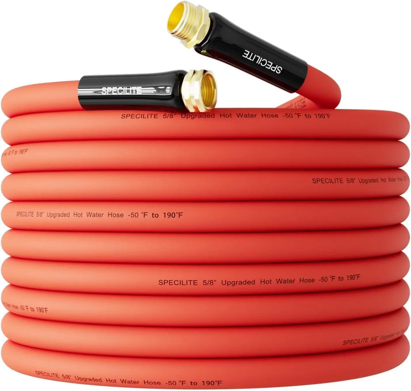 

5/8" Hot/Cold Rubber Garden Water Hose 50 ft, -50℉-190℉, 200psi Working, 600psi Burst, Flexible & Lightweight With 3/4" Bra
