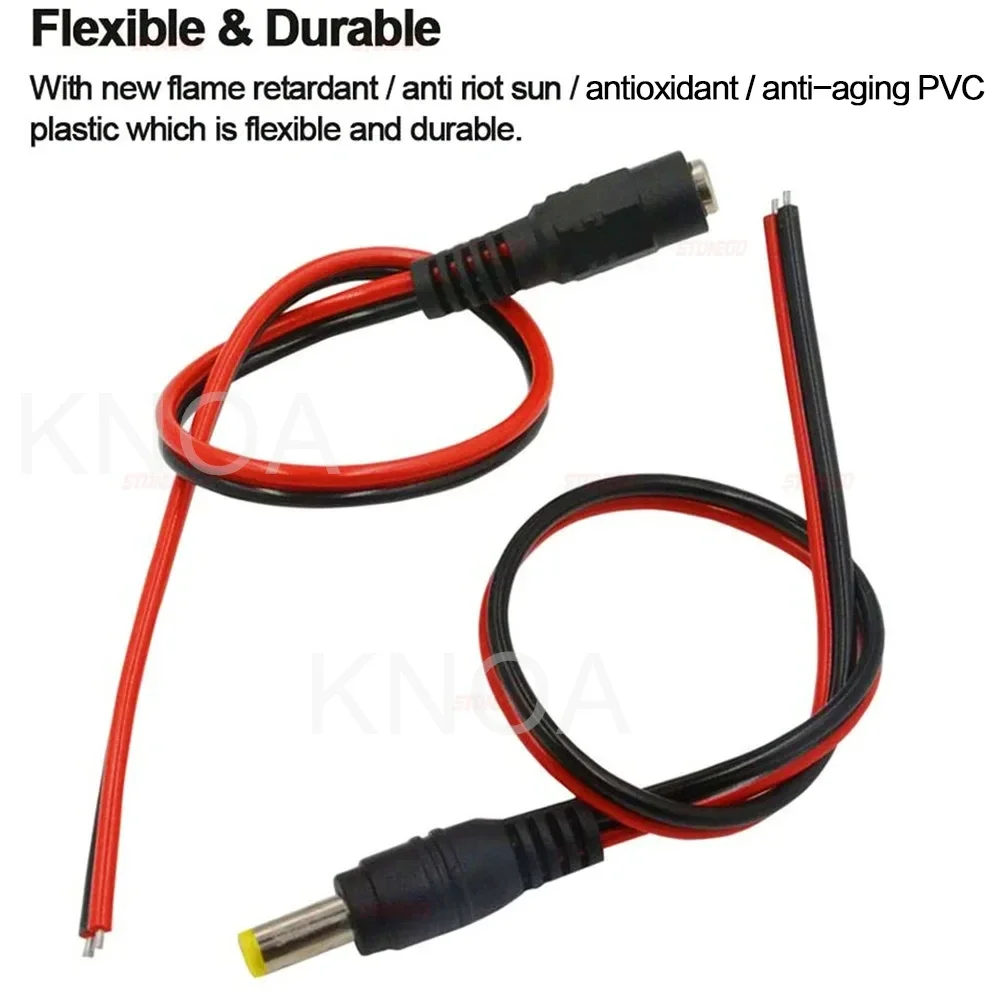 5PCS DC Power Male Female Cable 12V Plug DC Adapter Cable Plug Connector For CCTV Camera DC Plug 5.5*2.1mm 5.5x2.1 5.5x2.1mm