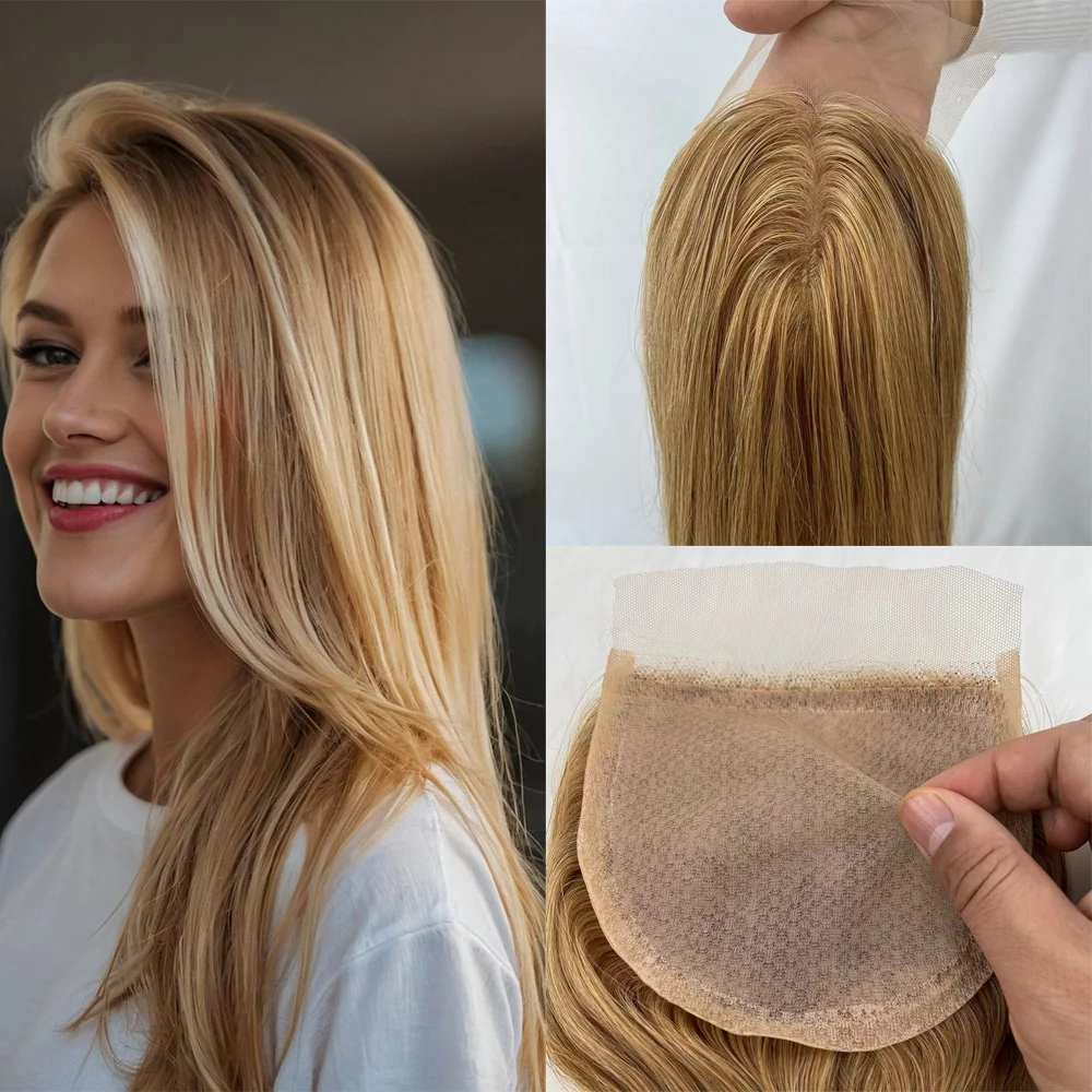 

5x5 дюймов Медовый блондин # 27, шелковая основа, человеческие волосы, прямые волосы Remy, шелковый топ, прозрачные кружевные натуральные волосы с детскими волосами