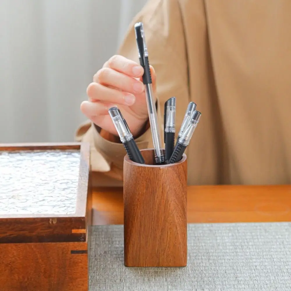 

Минималистичный деревянный держатель для ручек, портативный контейнер для ручек большой емкости, настольный органайзер, школьный офис