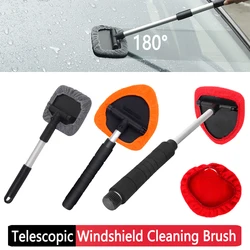 Car Wash Detailing Brush Telescopic Aluminum Long Handle 180 Degrees Car Windshield Window Cleaner Brush Kit Cleaning Tool