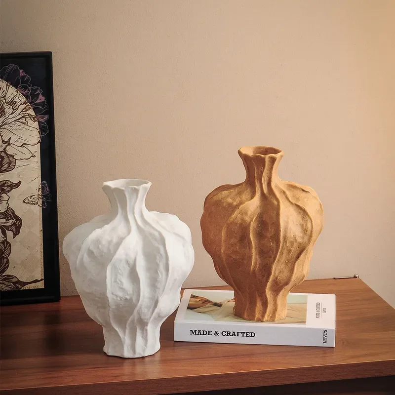 Medieval Style Flower Vase Ornament Light Luxury Niche Decor for Living Room TV Cabinet Entrance Song Dynasty Aesthetics Home