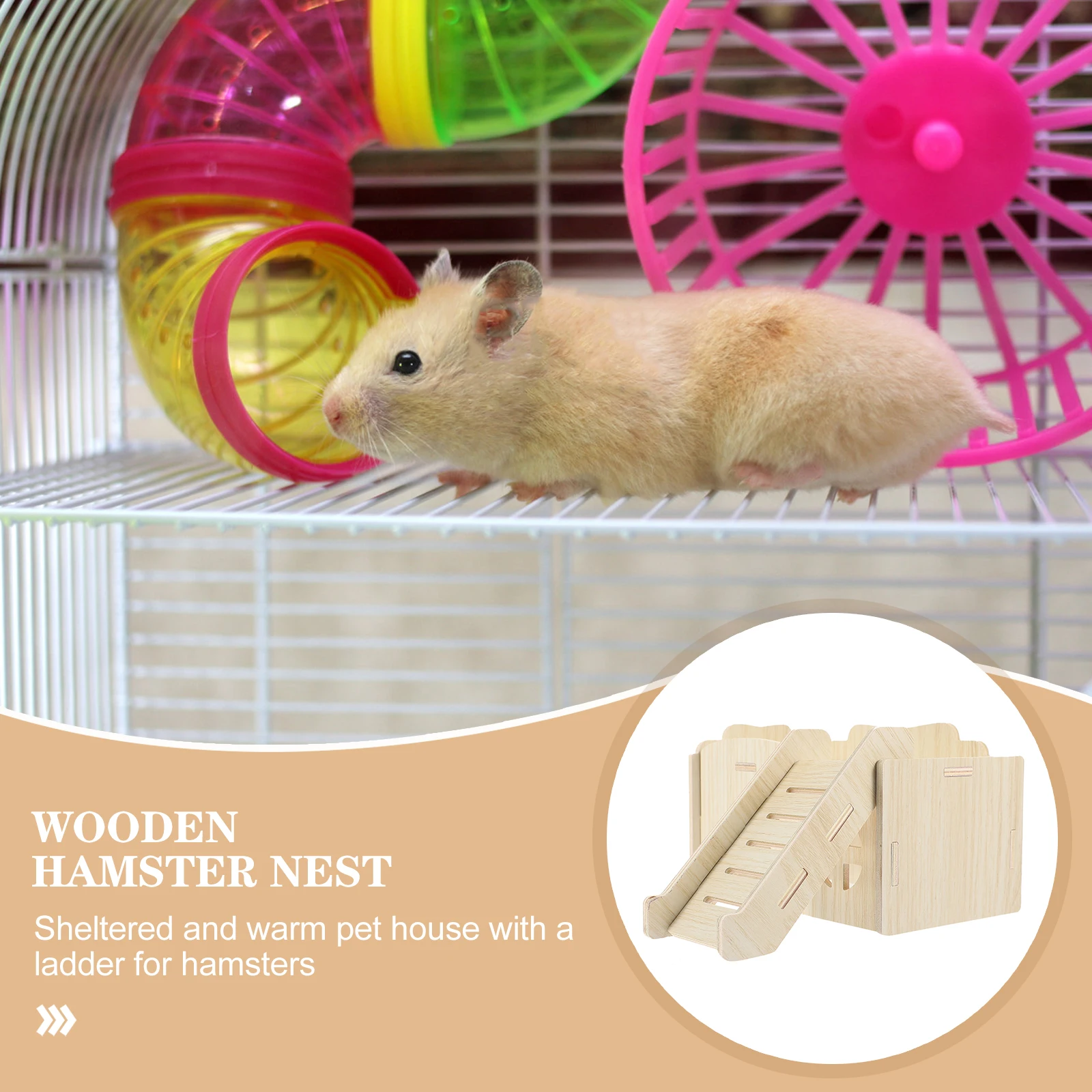 

Double Layer Hamster Castle Wooden House for Small Pets Cute Chinchilla Gerbil Rat Cage Toys Odor Free Playhouse Shelter S