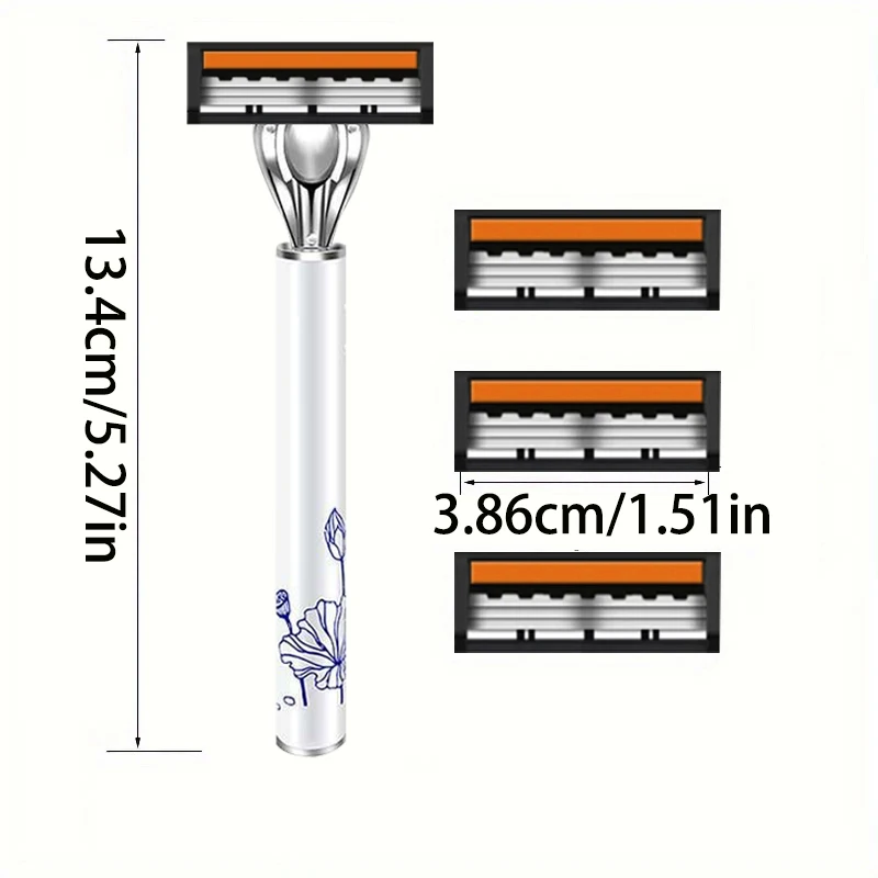 ماكينة حلاقة يدوية للرجال مع شفرات حلاقة من الفولاذ المقاوم للصدأ مكونة من 3 طبقات، ماكينة حلاقة مدمجة مع مقاومة للخدش، حلاقة دقيقة #4