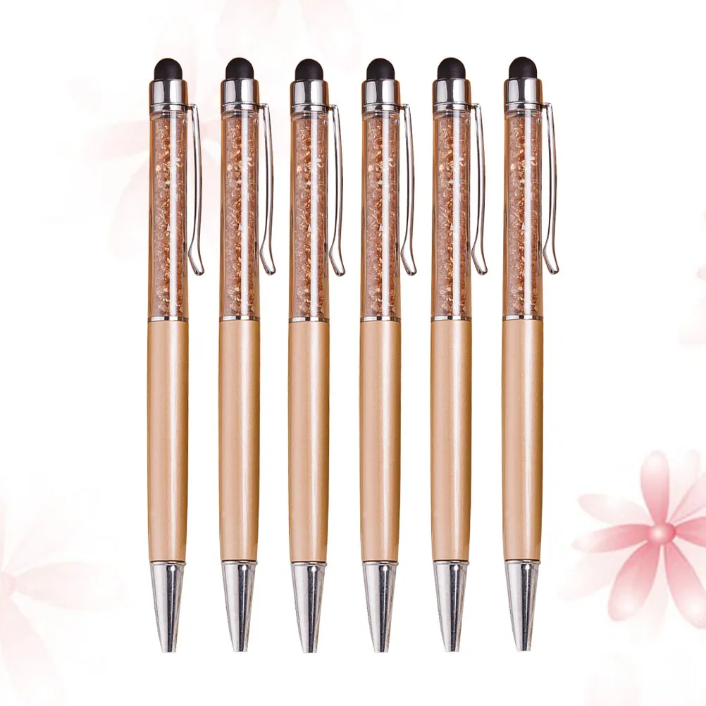 6Pcs Dual Function Stylus Pen Capacitor Touch Screen Writing Tool Soft Non Scratch Design Pocket Book Diary Storage