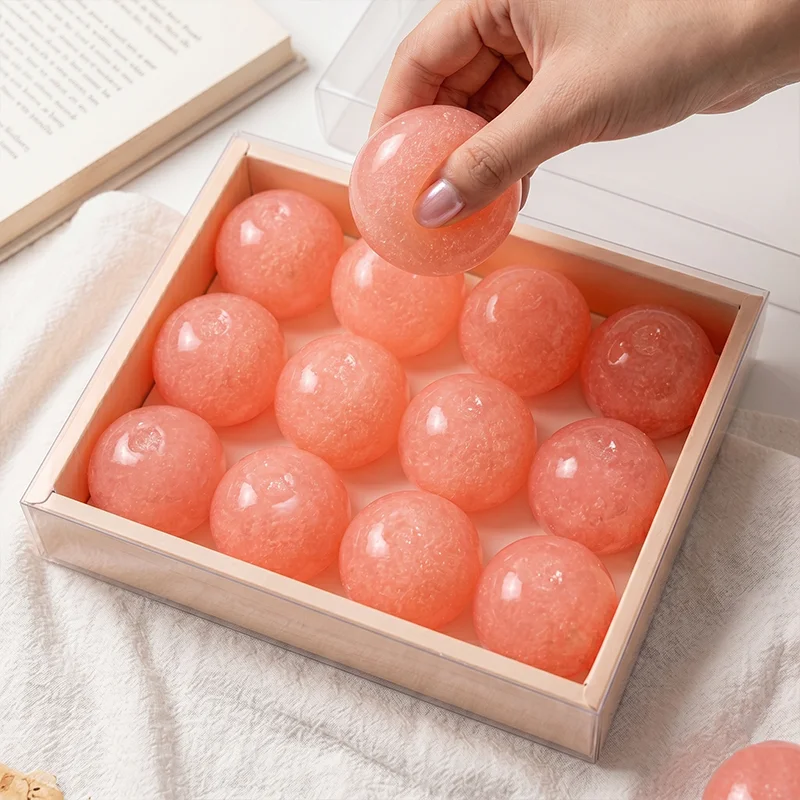 ASMR Peach Slushy Squishy Toy Translucent Pink Stress Relief Ball Jelly Mochi Squeeze Anxiety ADHD Cute Desk Fidget Gift