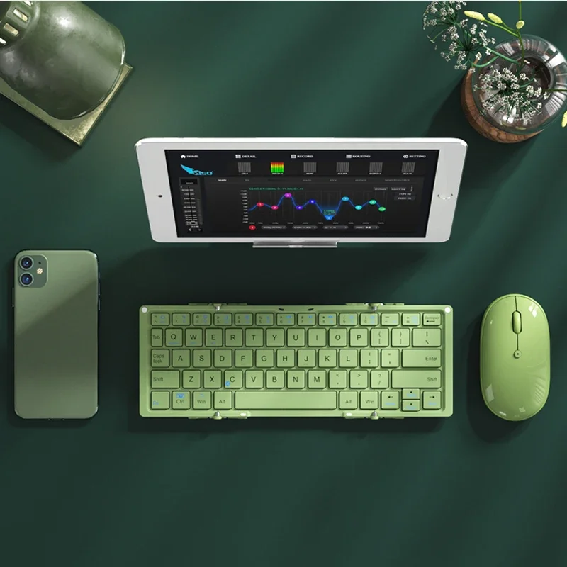 Keyboard lipat Bluetooth untuk Macbook iPad Tablet, Mouse Keypad nirkabel Mini dapat diisi ulang untuk PC, aksesori game