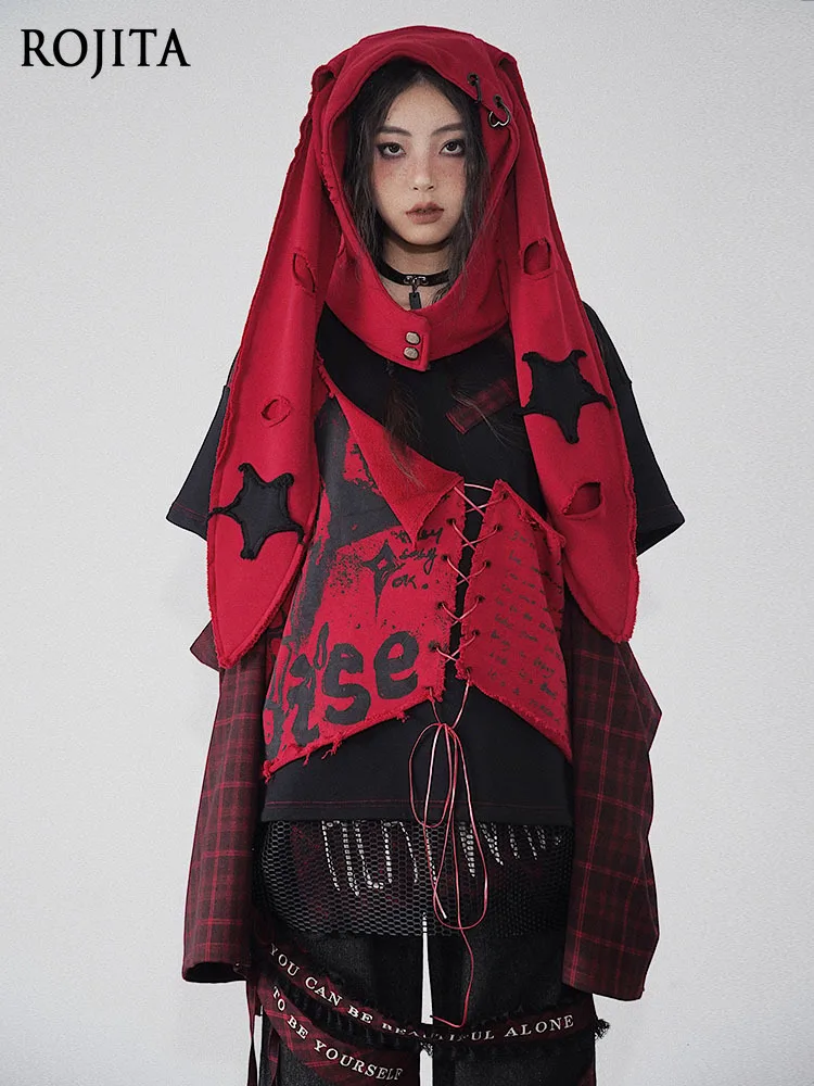 Original Design Printed Crew Neck Sweatshirt Women Fashionable Plaid Patchwork Long Sleeve High Street Cotton T-Shirt