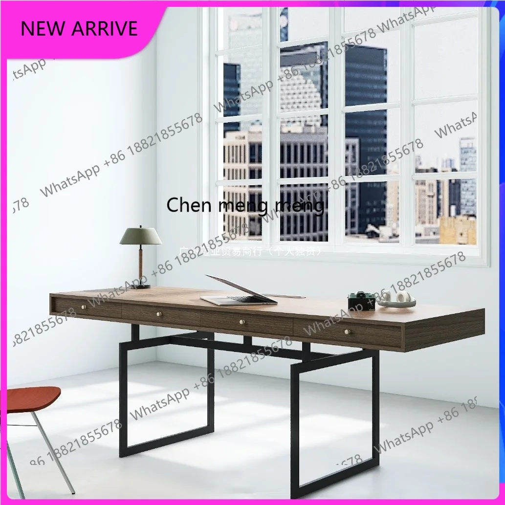 

Minimalist solid wood desk modern Nordic with drawers home computer study office bedroom table A