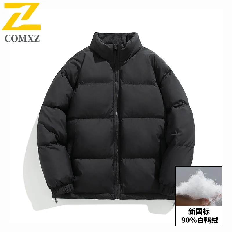 COMXZ Classic Men Down Jacket Stand Collar Outdoor Take A Walk Windproof Warm Coat Fashion Korean Fashion Autumn Winter Parkas