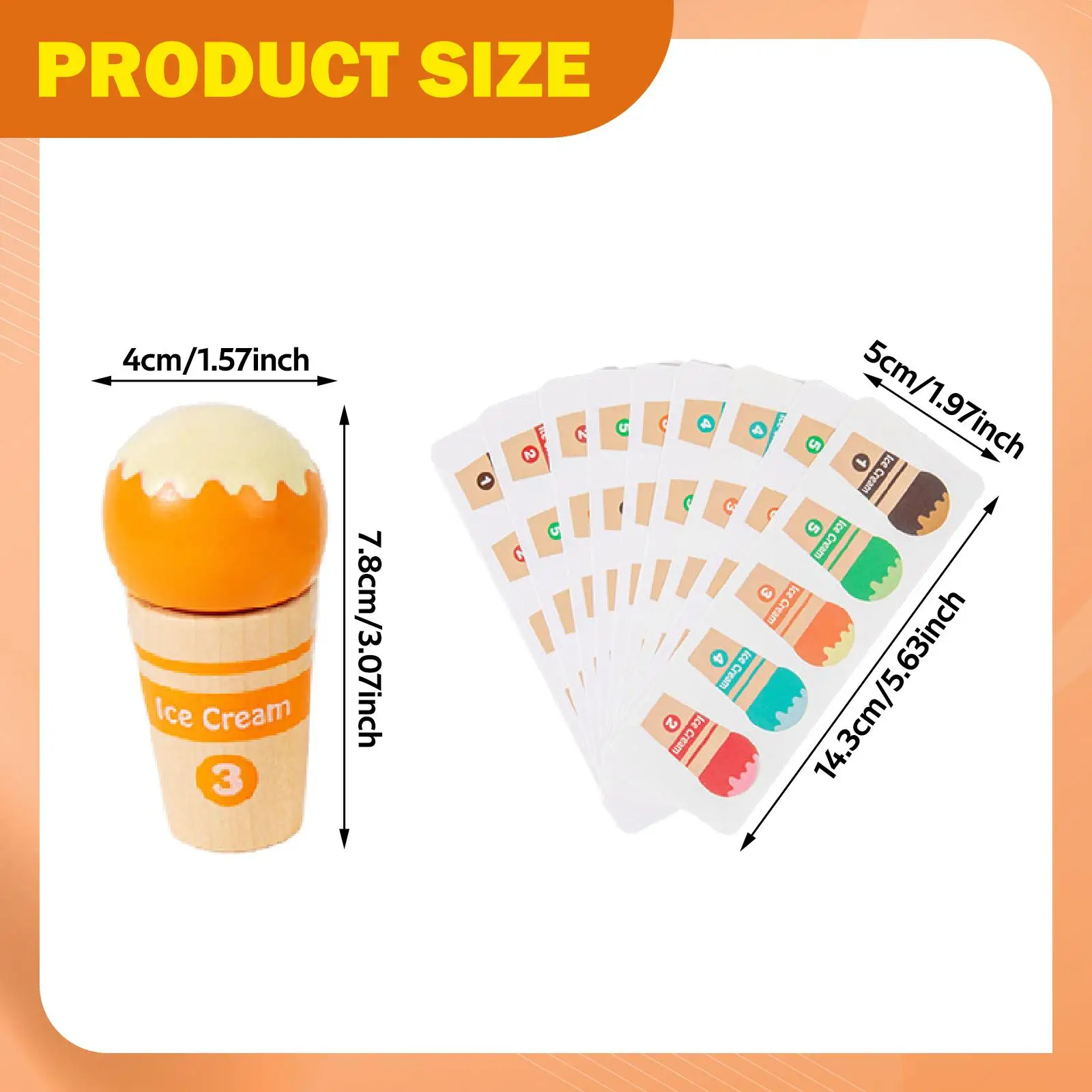 Kids Ice Cream Learning Toy Party Favor Birthday Gift Realistic Wooden Toys Color Sorting Matching Game for Children Christmas