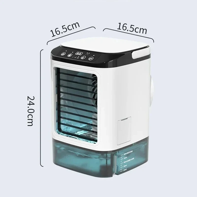 Ventilador portátil Dual Spray Air Conditioner, atomização ultra-sônica, refrigerador de ar mudo, luz noturna, ventilador elétrico para casa, desktop, 3 velocidades