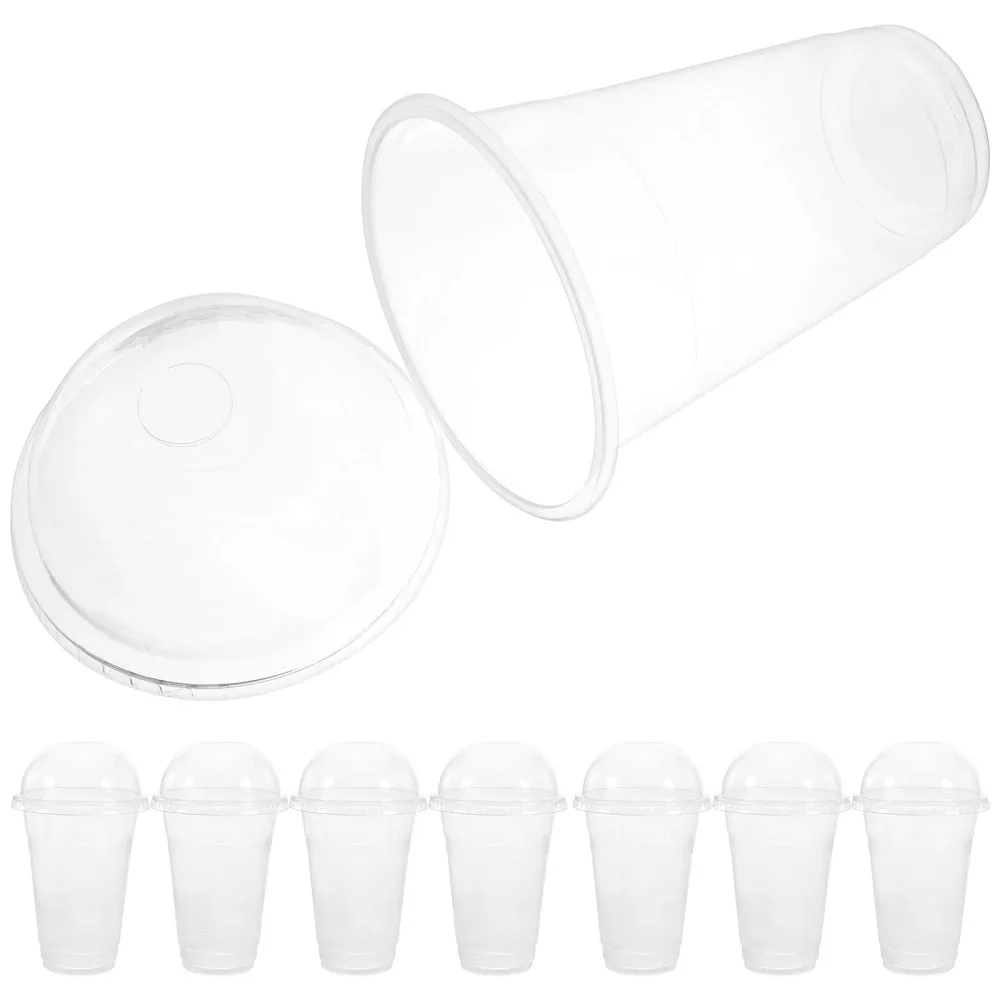 450ml Disposable Clear Cups with a Hole Dome Lids for Tea Fruit Tea Juice Plastic Milkshake Summer Party Drinks Cups