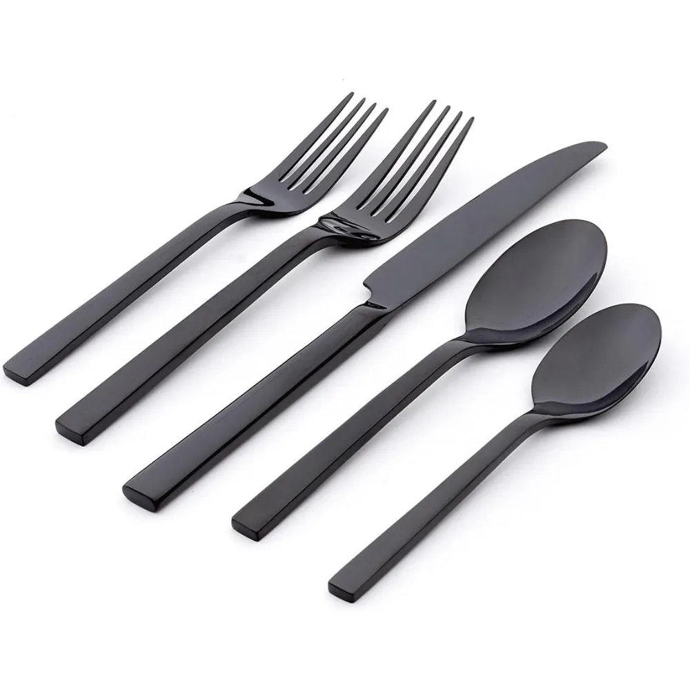 

Oneida Chef's Table 20-Piece Black Everyday Flatware Set, Service for Four, 18/0 Stainless Steel, Silverware