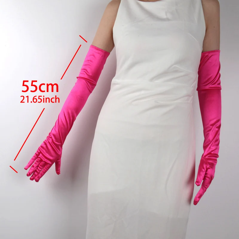 Ladies Sexy Classic Mitten Women Multicolor Adult Stretch Satin Finger 55 Cm Long Gloves Women Flapper Gloves Matching Costume