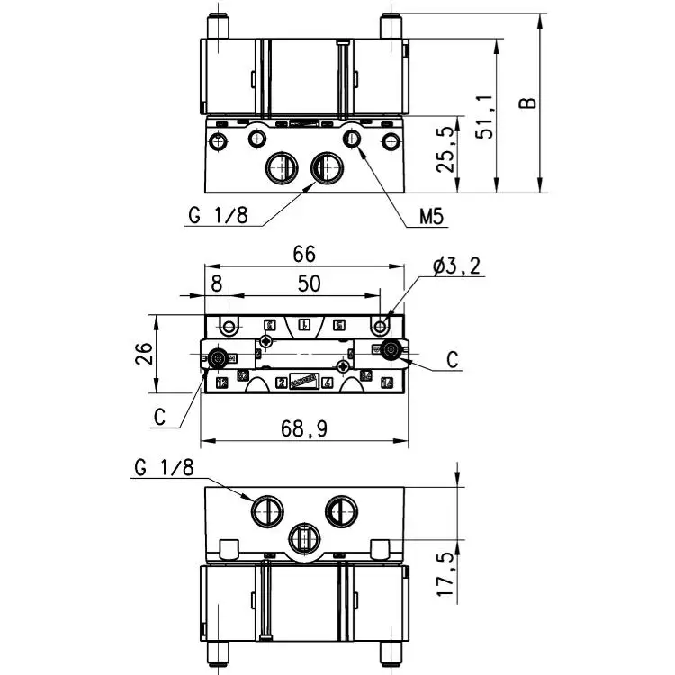 CAMOZZI Kangmaosheng Pneumatic Control Valve E520-33 E520-C33 Two-position Five-way Ventilation Control Valve Bistable Type