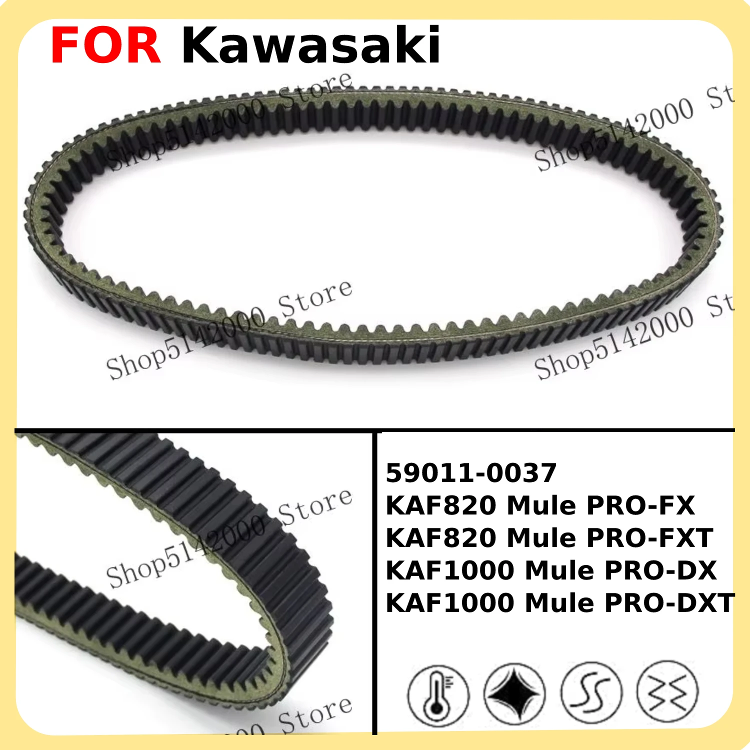 Direct Fit Heavy Duty CVT Drive Transmission Belt 59011-0037 For Kawasaki KAF820 KAF1000 Mule PRO-FX PRO-FXT PRO-DX PRO-DXT UTV