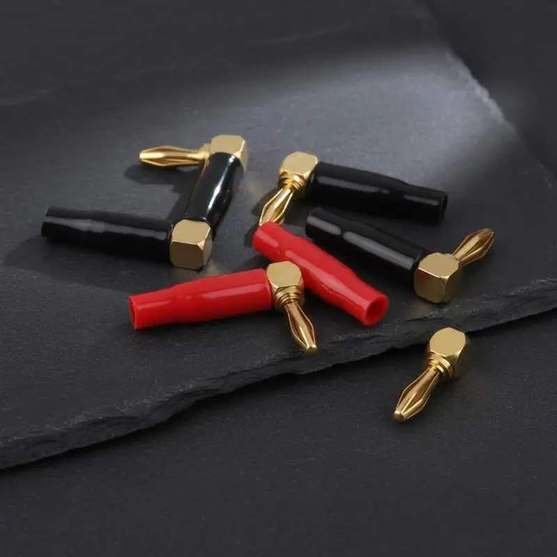 4/8Pcs Soft Plastic Shell 90° Connectors 4mm L-shaped Right Angle Banana Plugs For Audio Video & Speaker Systems