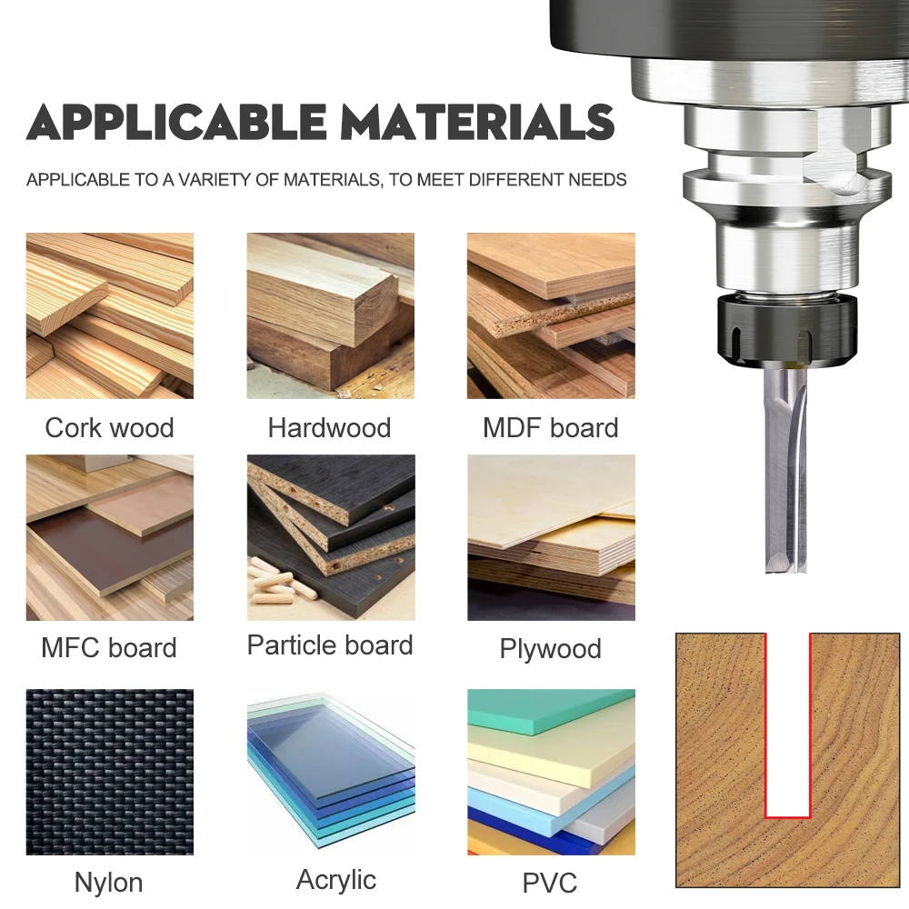 Hartmetall-schaftfräser 10 stücke 3,175mm Schaft CNC Router Bit 2 Flöte Gerade Slot BitMilling Cutter für Holz MDF kunststoff CNC Cutter