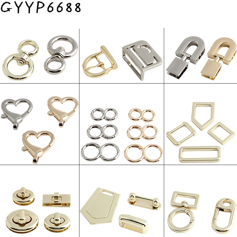 2-10-50Pcs Adjuster 8 Design Metal Arch Bridge D Ring Connector Anchor Buckle For Bags Handbag Strap Hanger Hooks Accessories