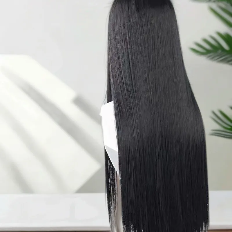 شعر مستعار هانفو شعر طويل مستقيم أبيض زي قديم StyleCOSWomen شعر مستقيم عالمي الجزء الأوسط الانفجارات الطبيعية فول #3