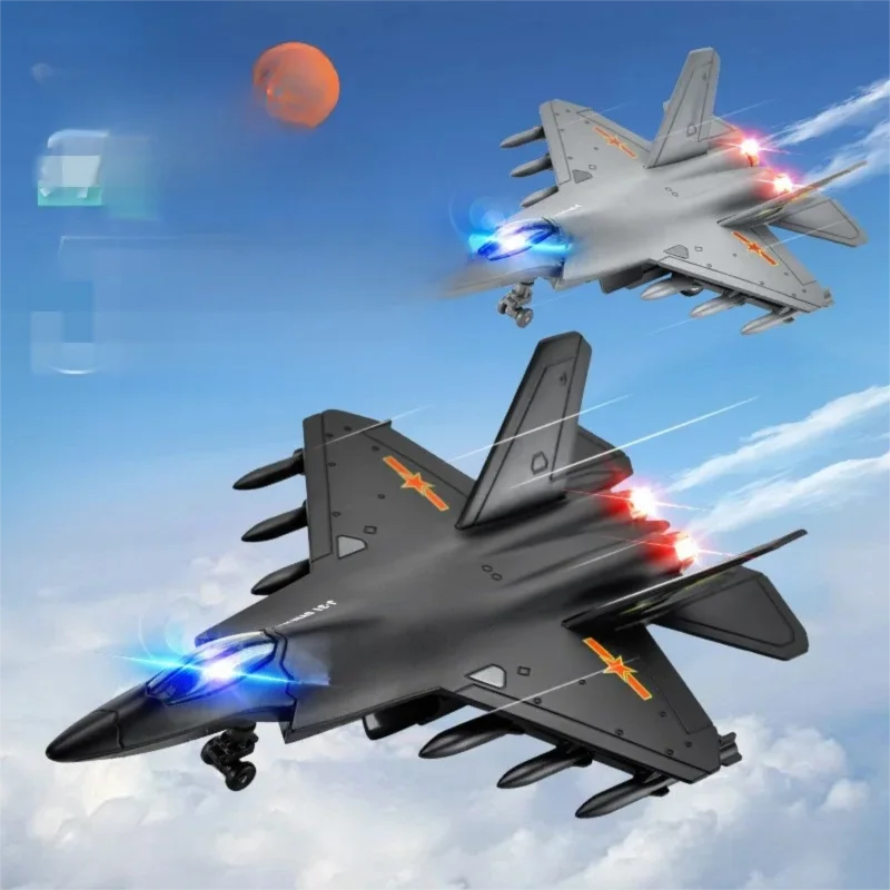 J-31 Stealth Fighter Alloy Pull Back Fighter Model Plane Simulation Aircraft Diecast Aviation Accessories Collection With Stand