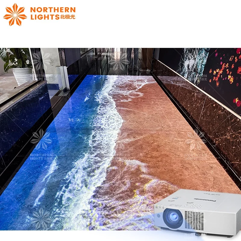 Interactive 3d Space Dynamic Magic Ocean Waves Footprint Tread Immersive Indoor Floor Virtual Beach Holographic Projection