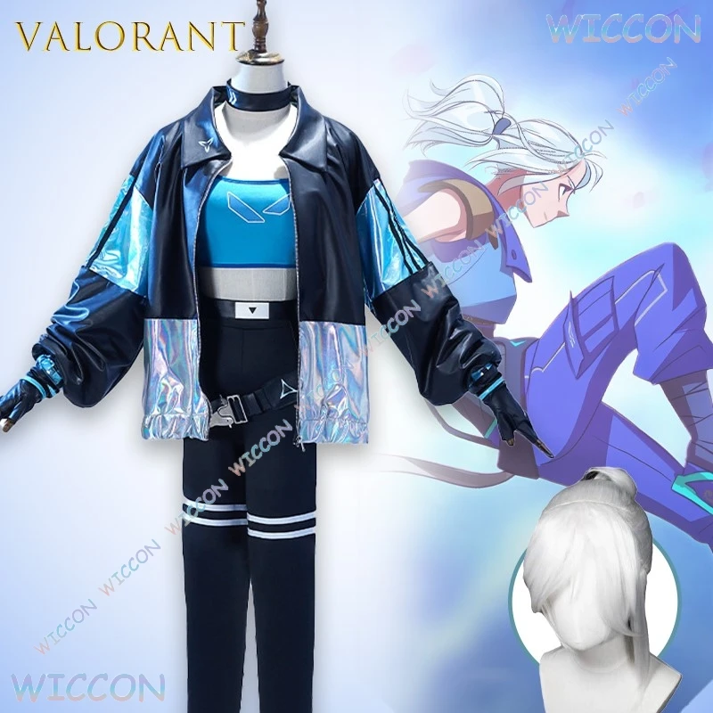 

Anime Game Character Valorant Jett Knife Agent Cosplay Costume Green Tactical Leather Jacket Full Set With Gloves Mask Halloween