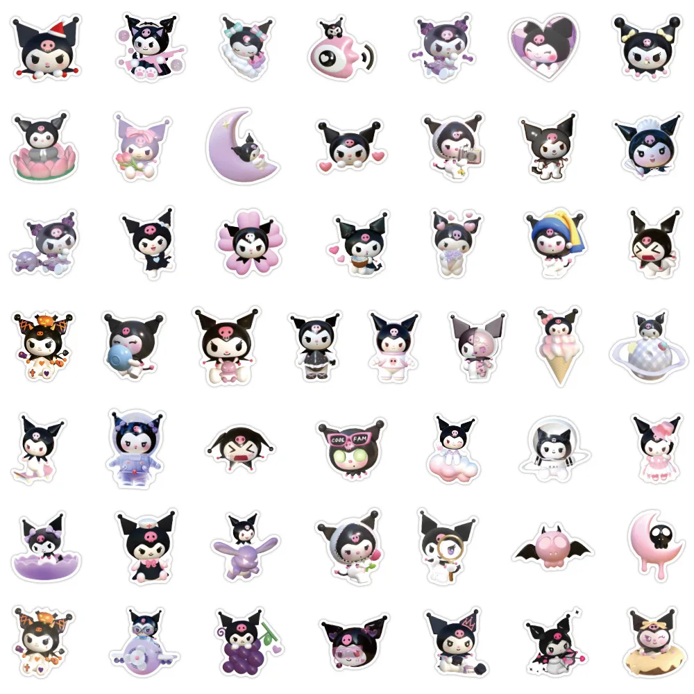 10/30/50PCS Cute 3D Kuromi Anime Stickers DIY Phone Laptop Luggage Skateboard Graffiti Cartoon Decals Fun for Kid Toy Sticker