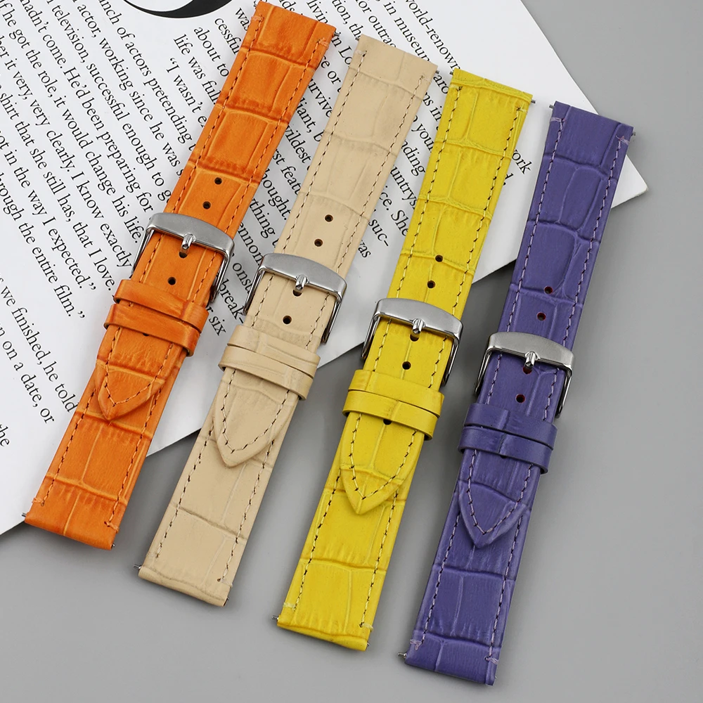 Bamboo Pattern Watch Strap Yellow Purple White Watchband 10mm 12mm 14mm 16mm 18mm 20mm for Watchwrist Bracelet Replacement Band