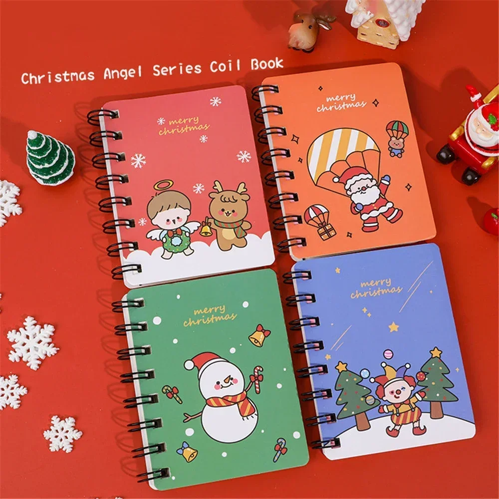 1 PCS Kawaii Christmas Notebooks Mini Portable Coil Notepads Agenda Planner Student Pocket Memo Pads School Stationery Supplies