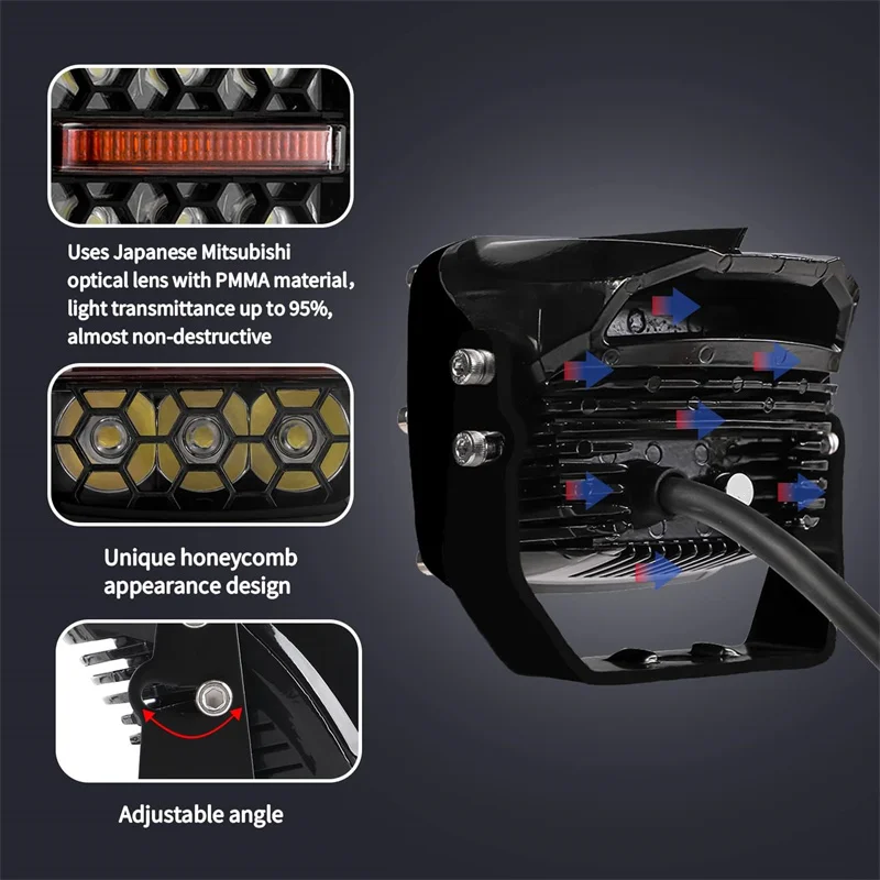 Emark Approved Car Led Work Light Bar 12v Amber DRL Driving Light Spotlight for Lada Niva Offroad Truck SUV ATV Jeep Boat