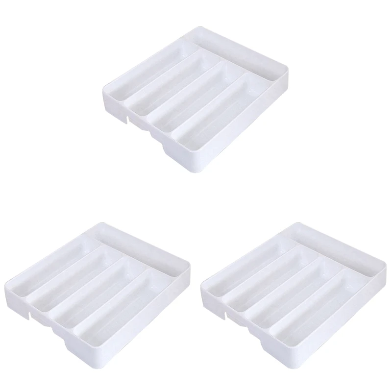 

Hot 3X Kitchen Drawer Organizer Tray Spoon Cutlery Separation Finishing Storage Box Cutlery Kitchen Storage Organization