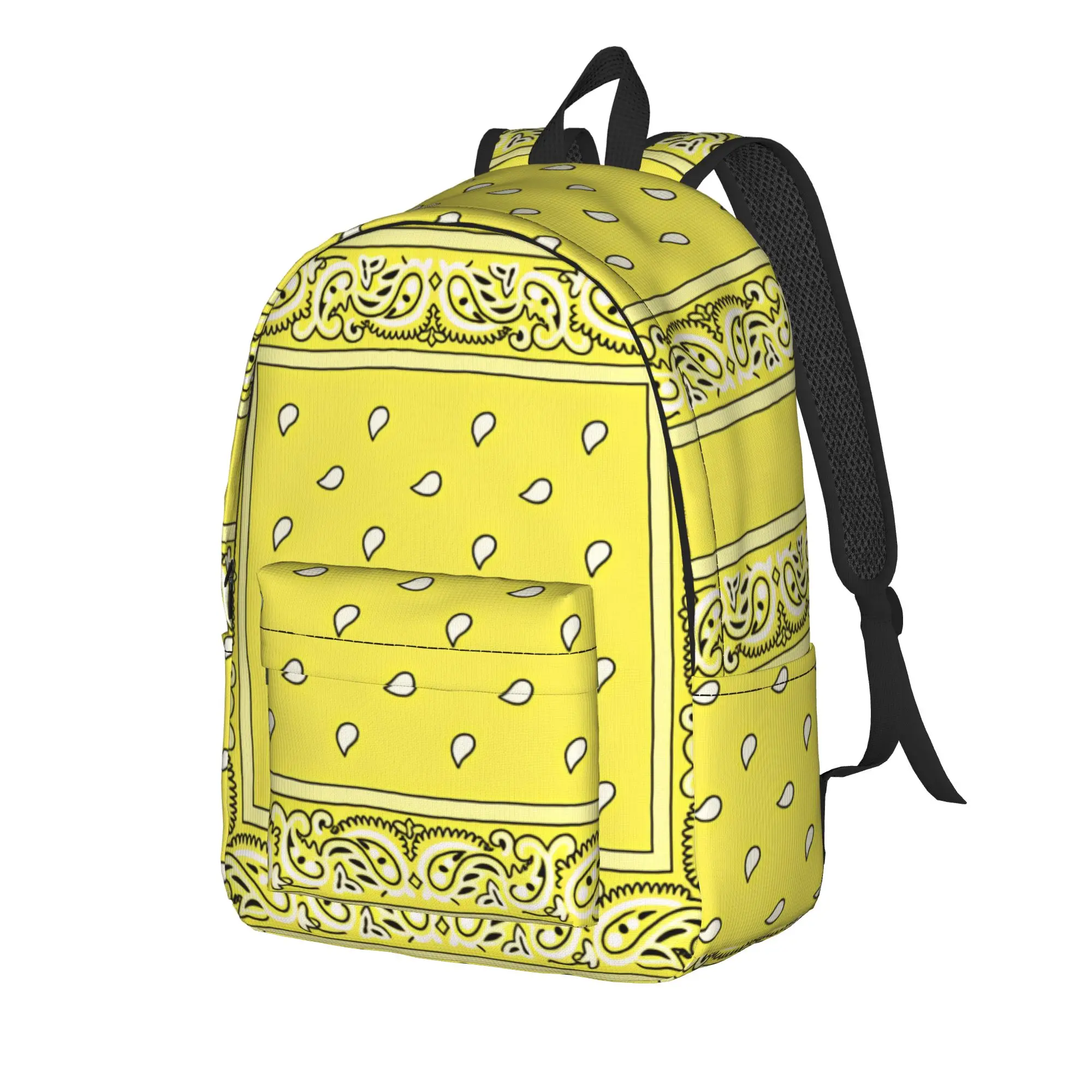 Bright Yellow Classic Paisley Backpack Female  Print Backpacks Polyester Kawaii School Bags Hiking Colorful Rucksack
