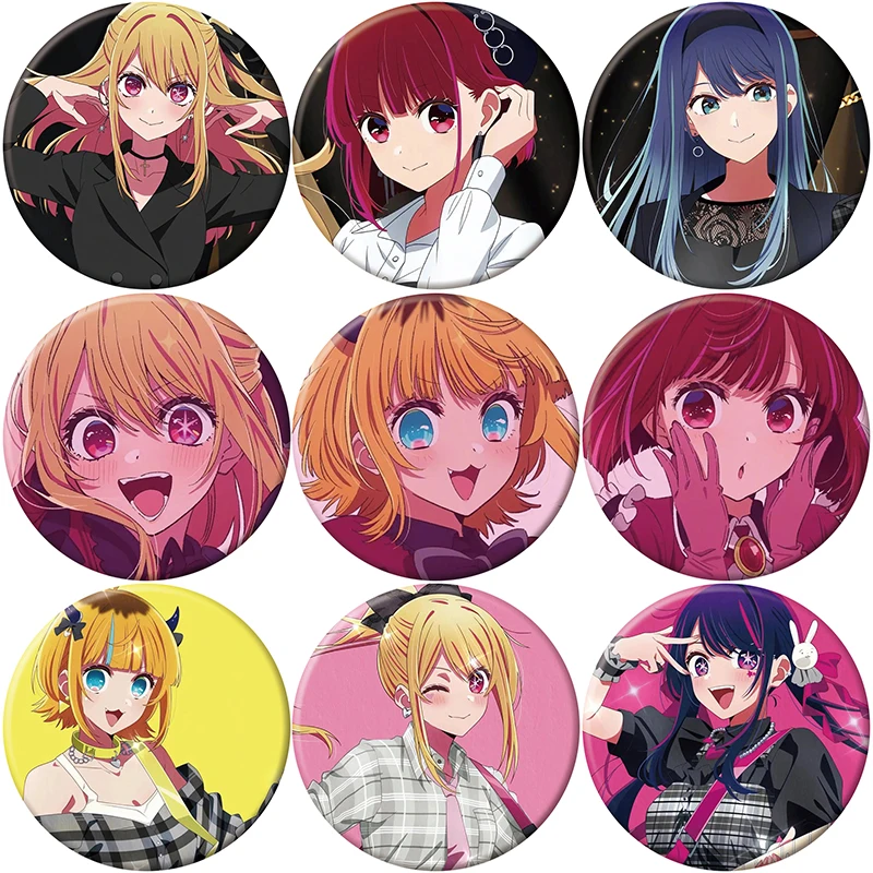 58 мм аниме OSHI NO KO броши мультяшная фигурка Hoshino Ai Hoshino Rubii Arima Kana значок на булавке сумка аксессуары косплей ювелирные изделия подарок