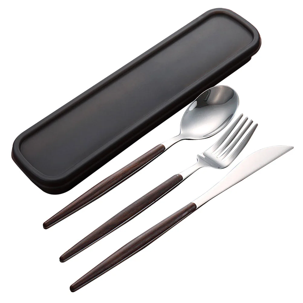 

4pcs Stainless Steel Tableware Set Compact Fork Spoon Cutlery Kit For Travel Camping Hiking Outdoor Dining Portable Dinnerware