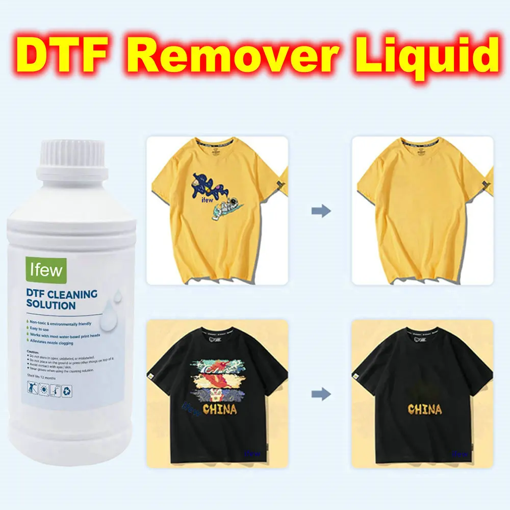 Dtf Remover Dtf Remove Clothing for Garments Dtf Ink Textile Vinyl Glue Remover Solution Cleaner Printer Printing Clean Liquid