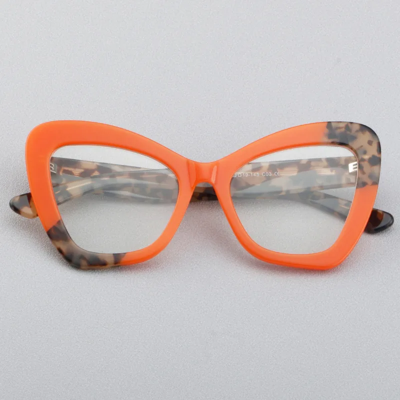 Premium Women Cat Eye Sexy Large Acetate Frame Eyeglasses Female Butterfly Bow Style Individual Optical Myopia Lenses Glasses