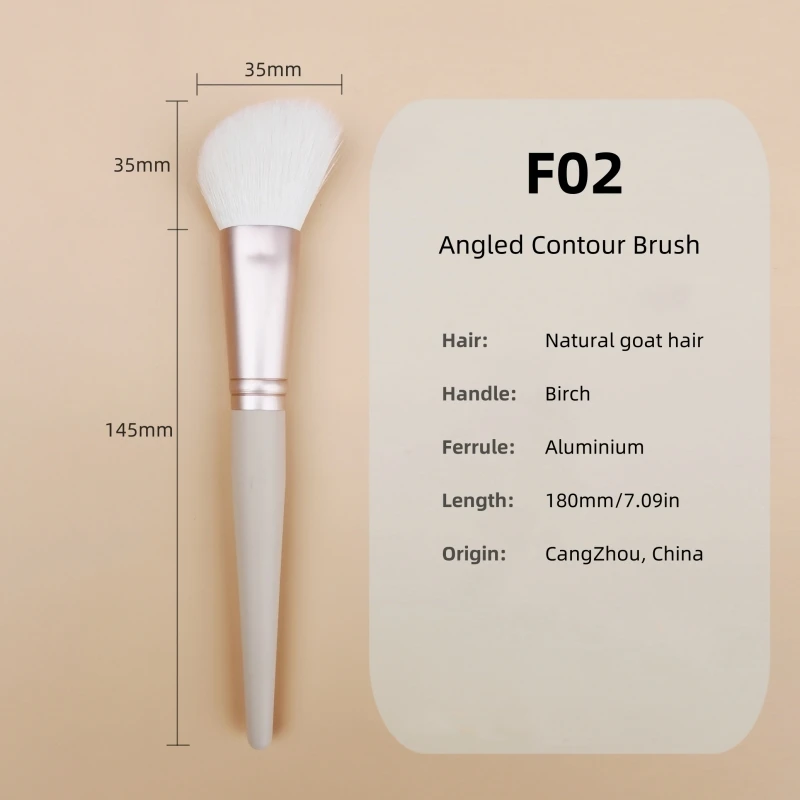 Kątowy pędzel do rzeźbienia kontur Naturalne kozie włosy Róż do twarzy Puder do makijażu