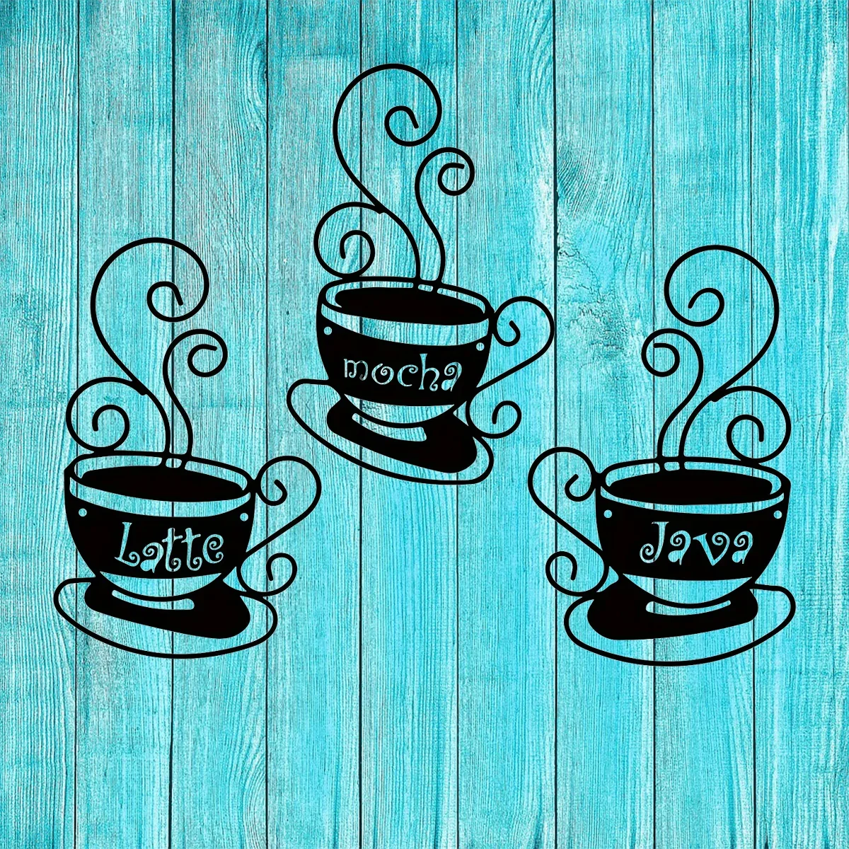 

metal iron 3pcs/set Coffee Cup Wall Art Decor, Black Coffee Cup Silhouette, Metal Cafe Themed, Metal Wall Art Decor Wall S